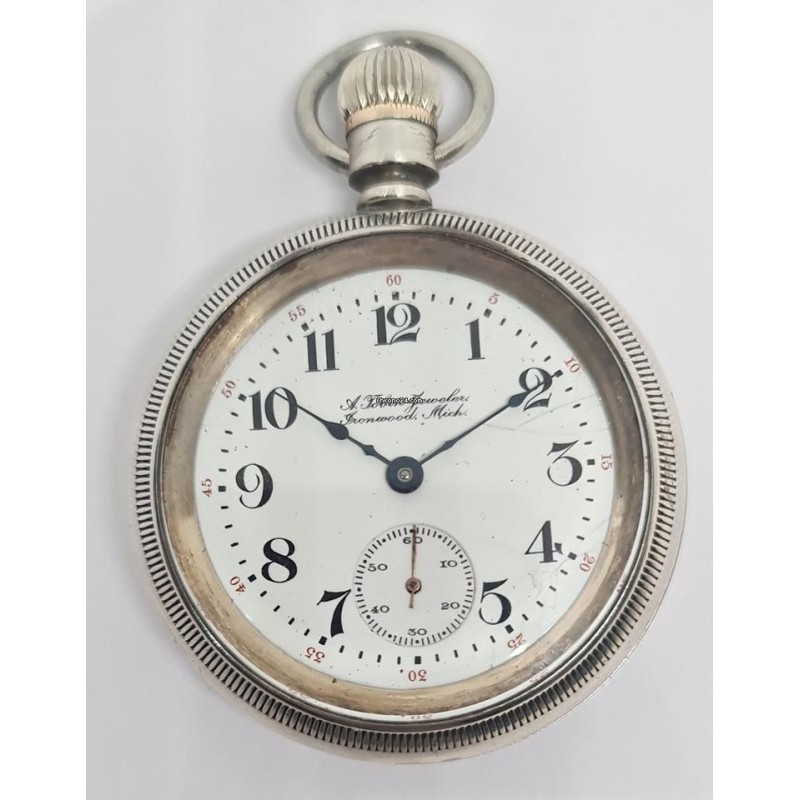 Hapden Watch Co. Huge Silver Pocket Watch - White, 1885