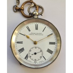 Acme Lever H.Samuel Manchester Silver Pocket Watch - Winding With Key - White, 1895