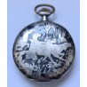 Anonimous Niello Silver "Hunting With Dogs" Pocket Watch - White, 1910