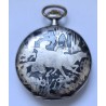 Anonimous Niello Silver "Hunting With Dogs" Pocket Watch - White, 1910