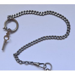 Anonymous Ladies Silver Pocket Watch With Chain - White, 1895