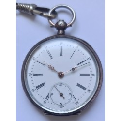 Anonymous Ladies Silver Pocket Watch With Chain - White, 1895