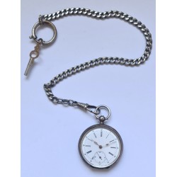 Anonymous Ladies Silver Pocket Watch With Chain - White, 1895