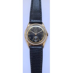 Anonymous 14 ct Gold Officer WWII Wrist Watch - Black, 1941