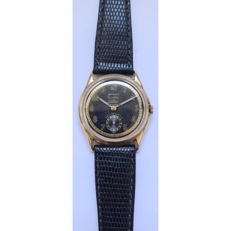 Anonymous 14 ct Gold Officer WWII Wrist Watch - Black, 1941