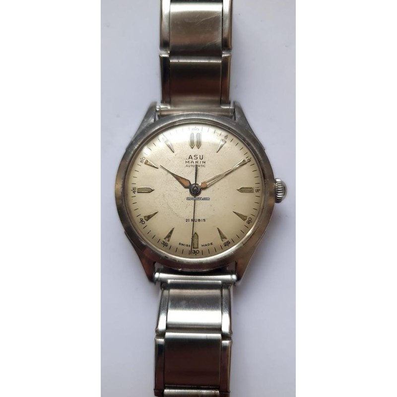 ASU Marin Automatic Military Watch - Silver, 1953
