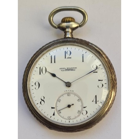 Invar Axel Nilsson Vif Stavare Silver Pocket Watch - White, 1910