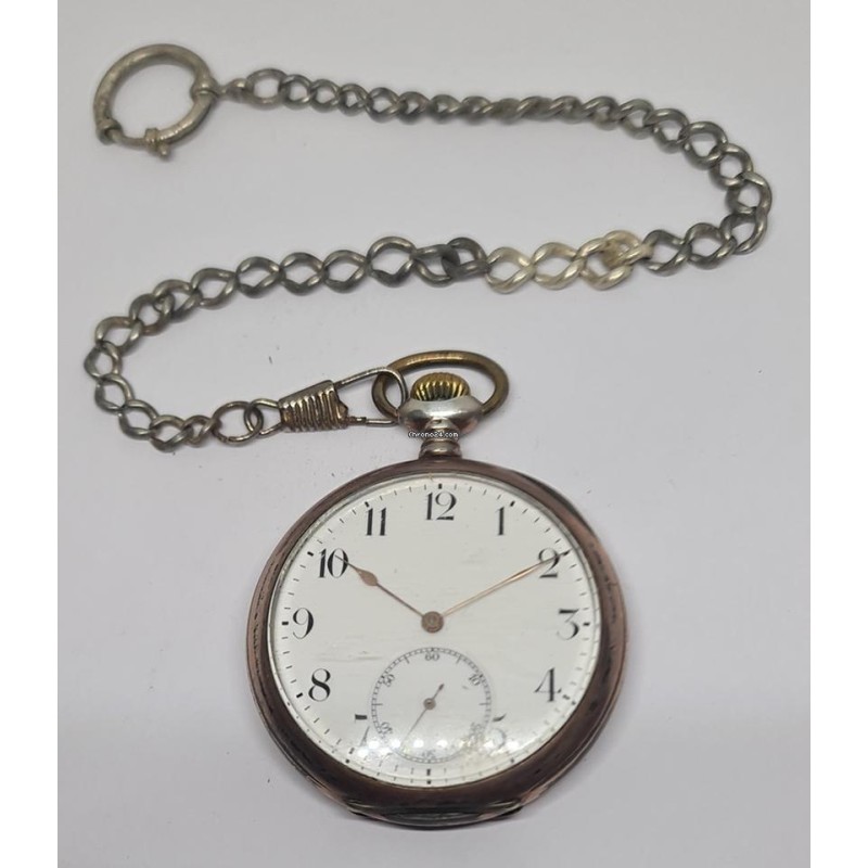 Bjorn Silver Pocket Watch With Chain - White, 1936