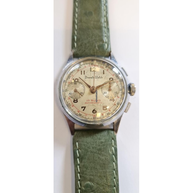 Brenets Watch Military WWII Chronograph Wrist Watch - Silver, 1944