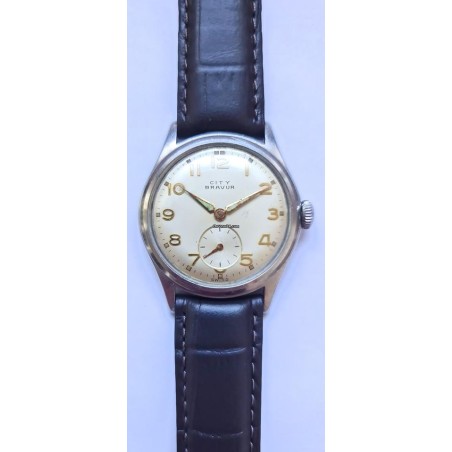 City Bravur Military Wrist Watch - Silver, 1953