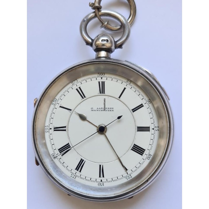 G.Aaronson,Manchester Fusee Silver Pocket Watch With Stop Button,Made For Military Navy - White, 1909