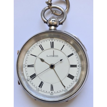 G.Aaronson,Manchester Fusee Silver Pocket Watch With Stop Button,Made For Military Navy - White, 1909