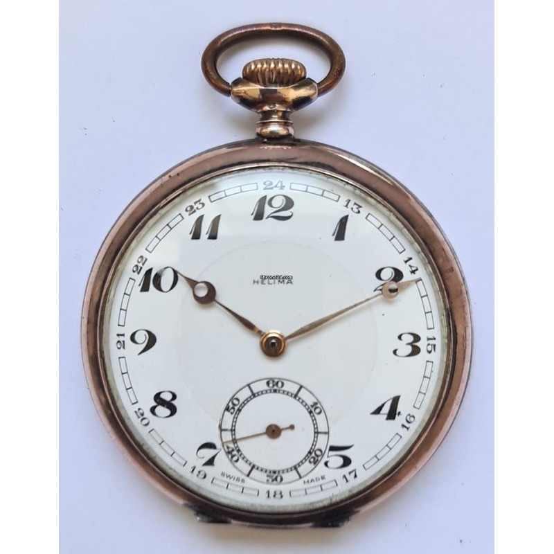 Helima Silver Pocket Watch With Leather Case For Wearing On The Wrist - White, 1939