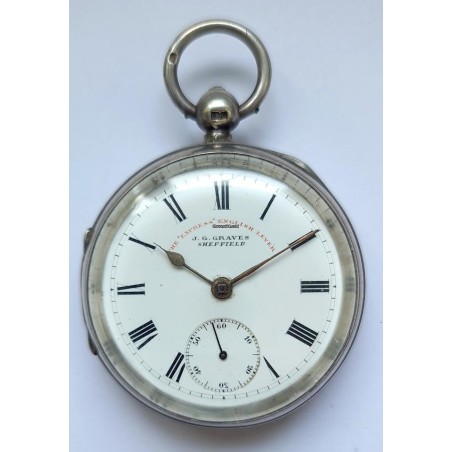 J. G. Graves Sheffield English Silver Pocket Watch - White, 1865