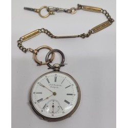 J.J.Linqviste,Jonkoping Pocket Watch With Chain - White, 1890