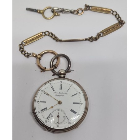 J.J.Linqviste,Jonkoping Pocket Watch With Chain - White, 1890