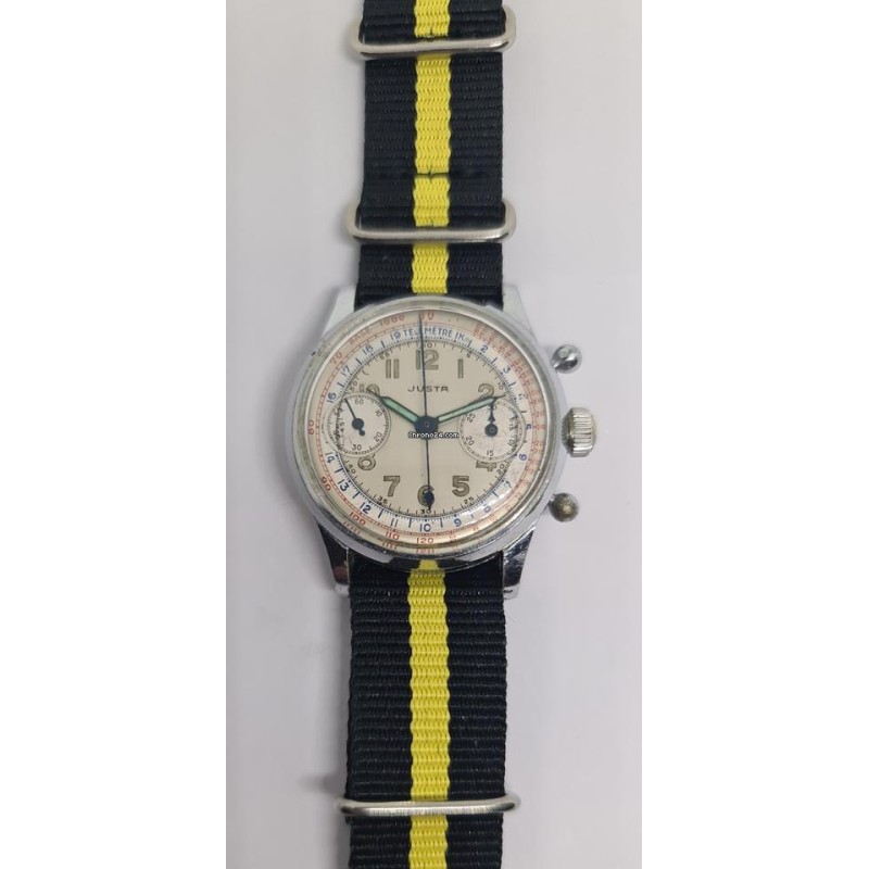 Justa Military WWII Chronograph With Telemeter Scale - Silver, 1939
