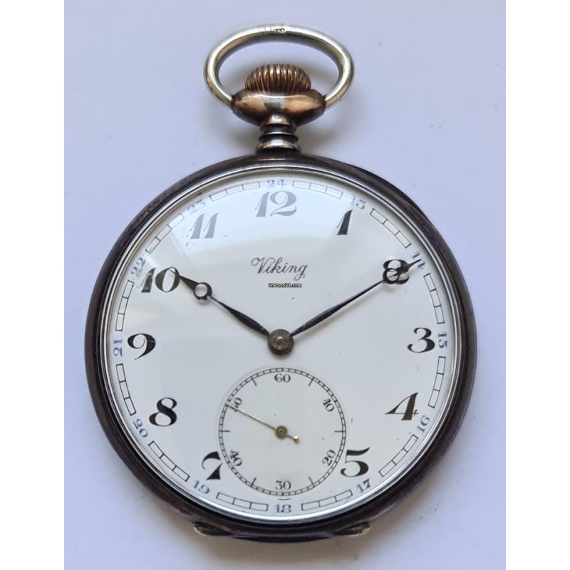 Viking Silver Pocket Watch - White, 1939
