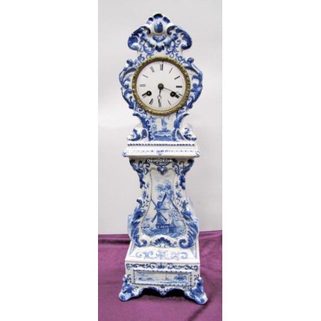 Antique Dutch Porcelain Chimney Clock - 1870s