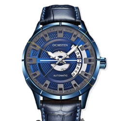 OCHSTIN – Men’s Automatic Mechanical Skeleton "Pilot" Style Wristwatch - Blue