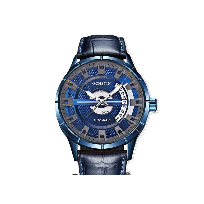 OCHSTIN – Men’s Automatic Mechanical Skeleton "Pilot" Style Wristwatch - Blue