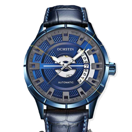 OCHSTIN – Men’s Automatic Mechanical Skeleton "Pilot" Style Wristwatch - Blue