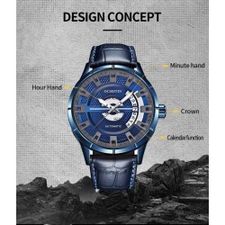 OCHSTIN – Men’s Automatic Mechanical Skeleton "Pilot" Style Wristwatch - Blue
