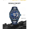 OCHSTIN – Men’s Automatic Mechanical Skeleton "Pilot" Style Wristwatch - Blue