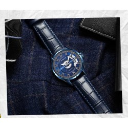 OCHSTIN – Men’s Automatic Mechanical Skeleton "Pilot" Style Wristwatch - Blue