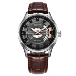 OCHSTIN – Men’s Automatic Mechanical Skeleton "Pilot" Style Wristwatch - Brown