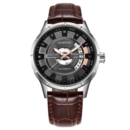 OCHSTIN – Men’s Automatic Mechanical Skeleton "Pilot" Style Wristwatch - Brown