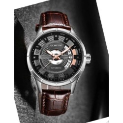 OCHSTIN – Men’s Automatic Mechanical Skeleton "Pilot" Style Wristwatch - Brown