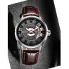 OCHSTIN – Men’s Automatic Mechanical Skeleton "Pilot" Style Wristwatch - Brown