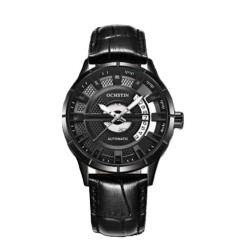 OCHSTIN – Men’s Automatic Mechanical Skeleton "Pilot" Style Wristwatch - Total black