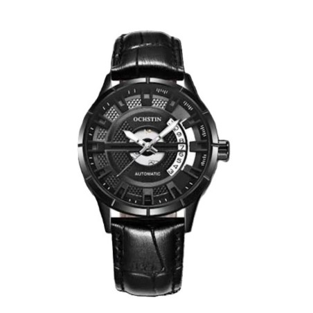 OCHSTIN – Men’s Automatic Mechanical Skeleton "Pilot" Style Wristwatch - Total black