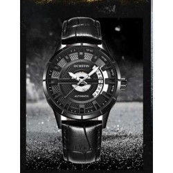 OCHSTIN – Men’s Automatic Mechanical Skeleton "Pilot" Style Wristwatch - Total black