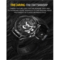 OCHSTIN – Men’s Automatic Mechanical Skeleton "Pilot" Style Wristwatch - Total black