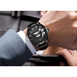 OCHSTIN – Men’s Automatic Mechanical Skeleton "Pilot" Style Wristwatch - Total black