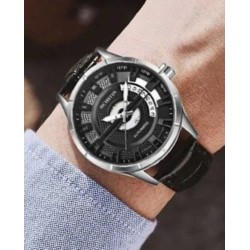 OCHSTIN – Men’s Automatic Mechanical Skeleton "Pilot" Style Wristwatch - Silver/Black