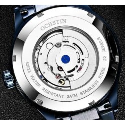 OCHSTIN – Men’s Automatic Mechanical Skeleton "Pilot" Style Wristwatch - Silver/Black