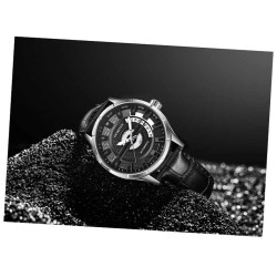 OCHSTIN – Men’s Automatic Mechanical Skeleton "Pilot" Style Wristwatch - Silver/Black