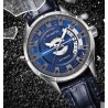 OCHSTIN – Men’s Automatic Mechanical Skeleton "Pilot" Style Wristwatch - Silver/Blue