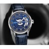 OCHSTIN – Men’s Automatic Mechanical Skeleton "Pilot" Style Wristwatch - Silver/Blue
