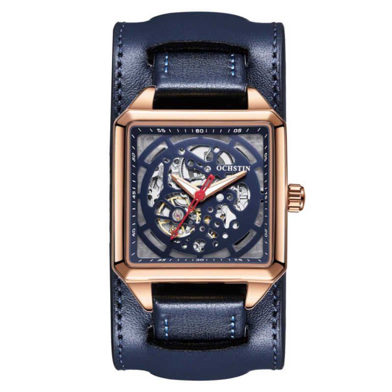 OCHSTIN 7237 – Business Style Skeleton Mechanical Wristwatch with Luminescence – Blue