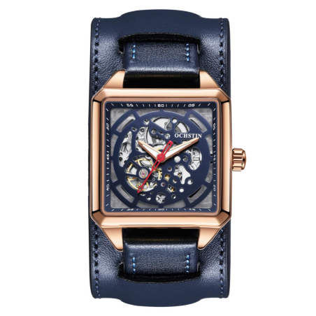 OCHSTIN 7237 – Business Style Skeleton Mechanical Wristwatch with Luminescence – Blue