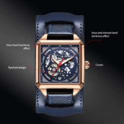 OCHSTIN 7237 – Business Style Skeleton Mechanical Wristwatch with Luminescence – Blue