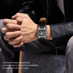 OCHSTIN 7237 – Business Style Skeleton Mechanical Wristwatch with Luminescence – Blue