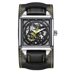 OCHSTIN 7237 – Business Style Skeleton Mechanical Wristwatch with Luminescence – Silver/Black