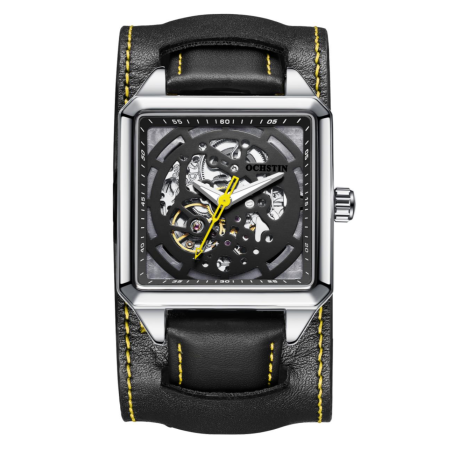 OCHSTIN 7237 – Business Style Skeleton Mechanical Wristwatch with Luminescence – Silver/Black